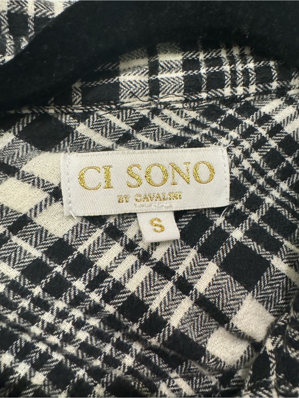 Ci Sono Black and White Plaid Blouse